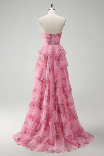 Fard à joues imprimé floral princesse chérie Robe De Soirée à plusieurs niveaux